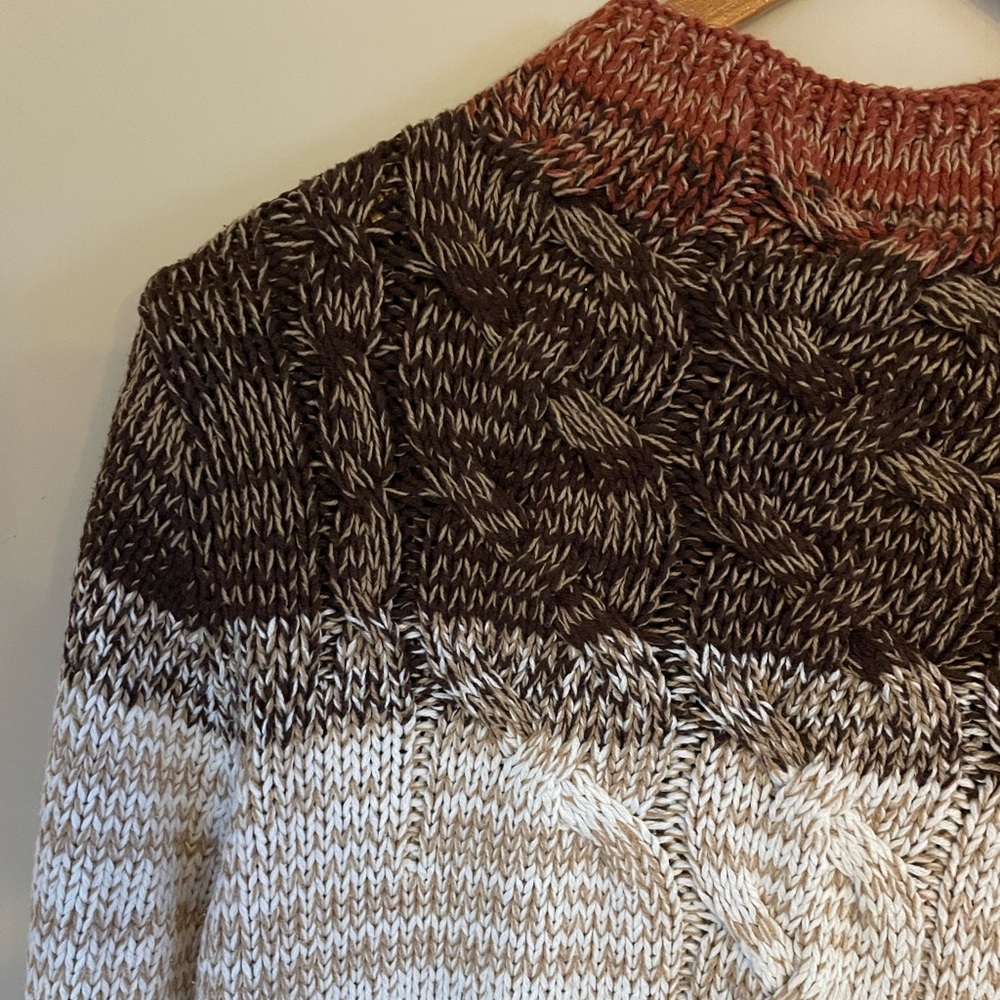 Jones Wear Multi-Colour Rust Brown and Cream Knit Sweater Size Medium